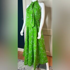 Vintage 70’s Lanz Original Maxi Dress, Kelly Green & White, Vintage Sz 13